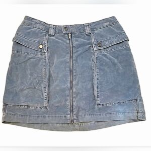 Free People Urban Oufitters Blue Corduroy Skirt Cargo Pockets Soft Stretchy Sz 8